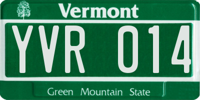 VT license plate YVR014