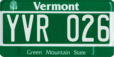VT license plate YVR026