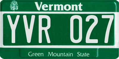 VT license plate YVR027