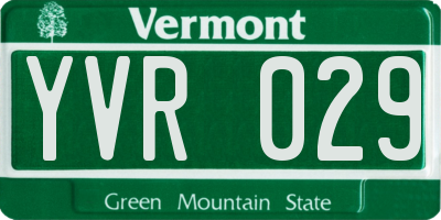 VT license plate YVR029