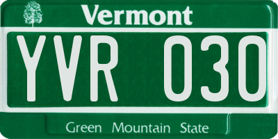 VT license plate YVR030