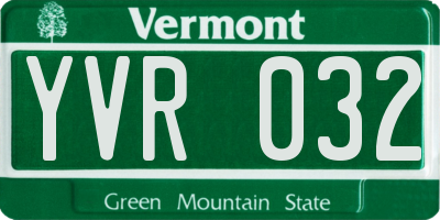 VT license plate YVR032