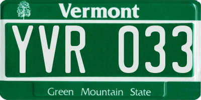 VT license plate YVR033