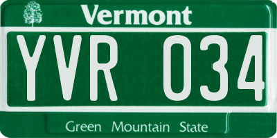 VT license plate YVR034