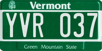 VT license plate YVR037