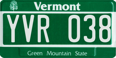 VT license plate YVR038