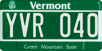 VT license plate YVR040