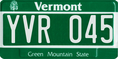 VT license plate YVR045