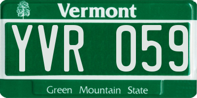 VT license plate YVR059