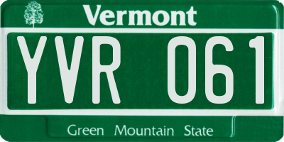 VT license plate YVR061