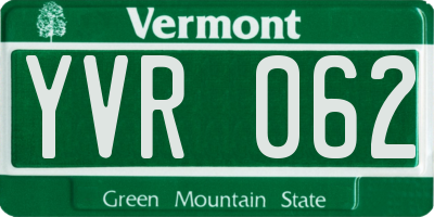 VT license plate YVR062