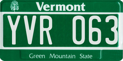 VT license plate YVR063