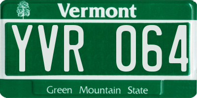 VT license plate YVR064