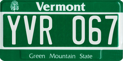 VT license plate YVR067