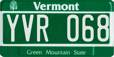 VT license plate YVR068