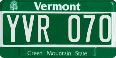 VT license plate YVR070
