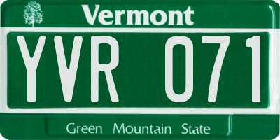 VT license plate YVR071