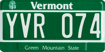 VT license plate YVR074
