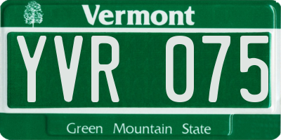VT license plate YVR075