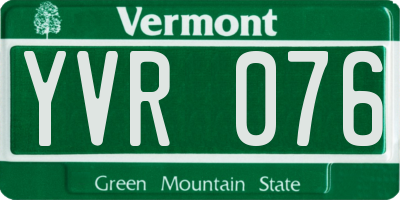 VT license plate YVR076