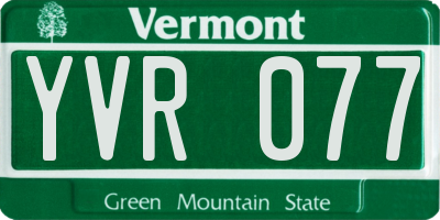 VT license plate YVR077
