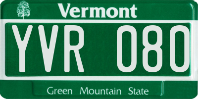 VT license plate YVR080
