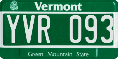 VT license plate YVR093