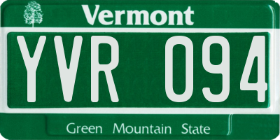 VT license plate YVR094