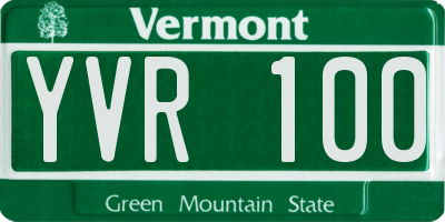 VT license plate YVR100
