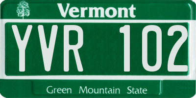 VT license plate YVR102