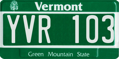 VT license plate YVR103