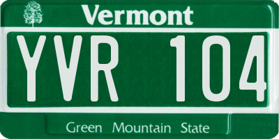 VT license plate YVR104