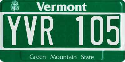 VT license plate YVR105