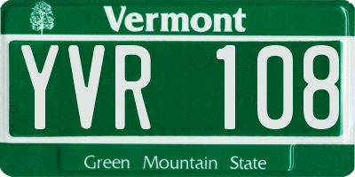 VT license plate YVR108