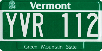 VT license plate YVR112