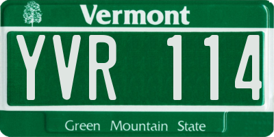 VT license plate YVR114