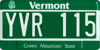 VT license plate YVR115