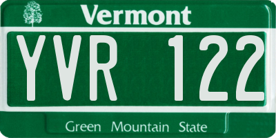 VT license plate YVR122