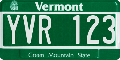 VT license plate YVR123