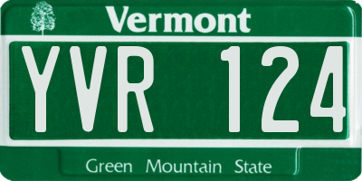 VT license plate YVR124