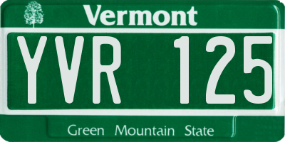 VT license plate YVR125