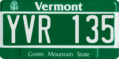 VT license plate YVR135