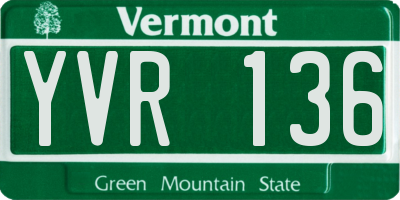 VT license plate YVR136