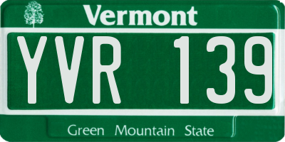 VT license plate YVR139