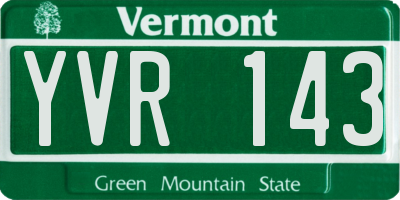 VT license plate YVR143