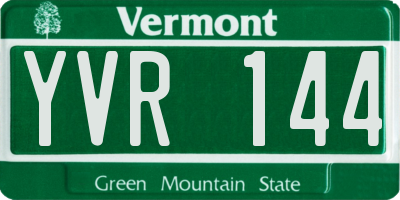 VT license plate YVR144