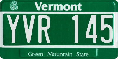 VT license plate YVR145