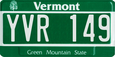 VT license plate YVR149