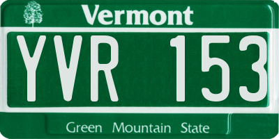 VT license plate YVR153