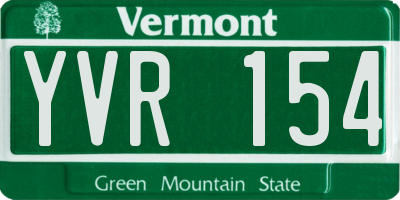 VT license plate YVR154
